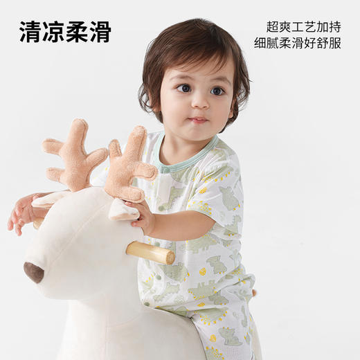 贝肽斯婴儿衣服夏季宝宝连体衣短袖薄款透气新生儿爬服春秋款睡衣 商品图3