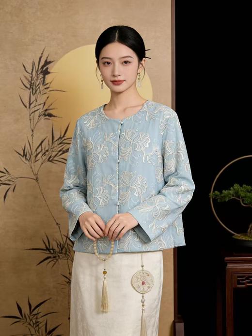418良粉节|2026  重工亮片刺绣【自营】新中式5556清新外套上衣-喜出 商品图0