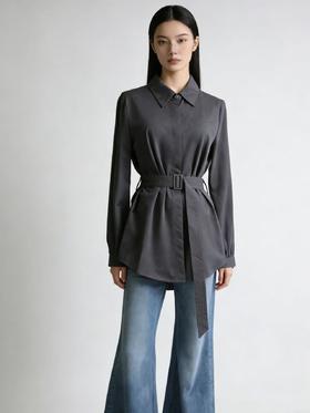 品牌高端定制款！品质很赞👍【自营】0136 80%棉➕20%天丝高品质收腰中长衬衫-喜出