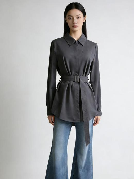 品牌高端定制款！品质很赞👍【自营】0136 80%棉➕20%天丝高品质收腰中长衬衫-喜出 商品图0