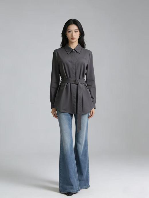 品牌高端定制款！品质很赞👍【自营】0136 80%棉➕20%天丝高品质收腰中长衬衫-喜出 商品图1