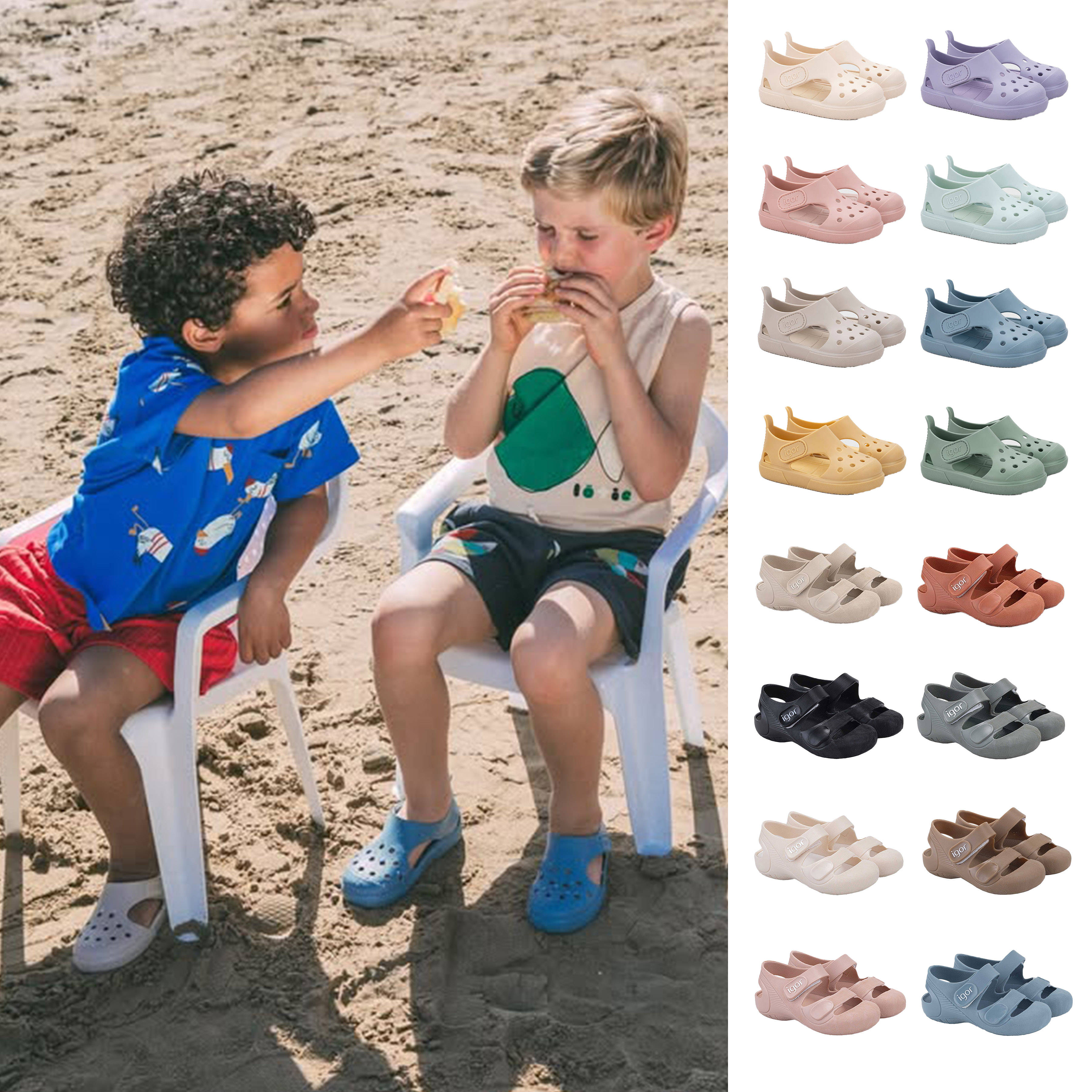 igor 26SS新品 西班牙宝宝夏季凉鞋洞洞鞋凉鞋 可下水