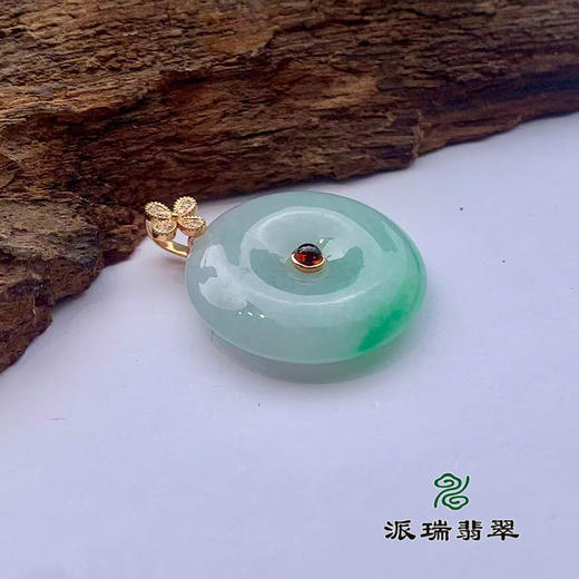 派瑞翡翠 18k金翡翠平安扣 糯种 飘花 商品图2
