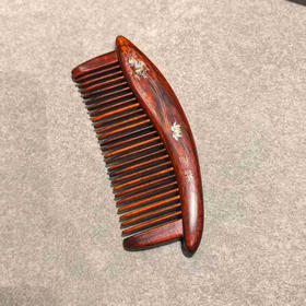 银丝+螺钿吉祥大叶紫檀木梳