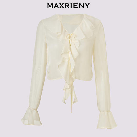 玛克门店发货：精致复古感雪纺衫罩衫修身显瘦高级气质感2025夏季新款(货号:MS86JA006) 商品图4