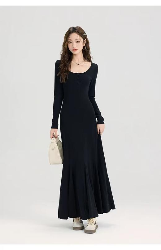 超垂感 超显瘦【自营】HHY品牌11086法式鱼尾连衣裙修身长款连衣裙-喜出 商品图1