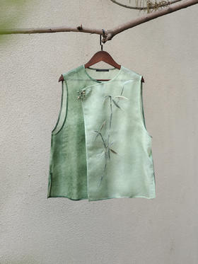 盛唐牡丹盛奢系列 | 文竹手绣炒色真丝绡马甲