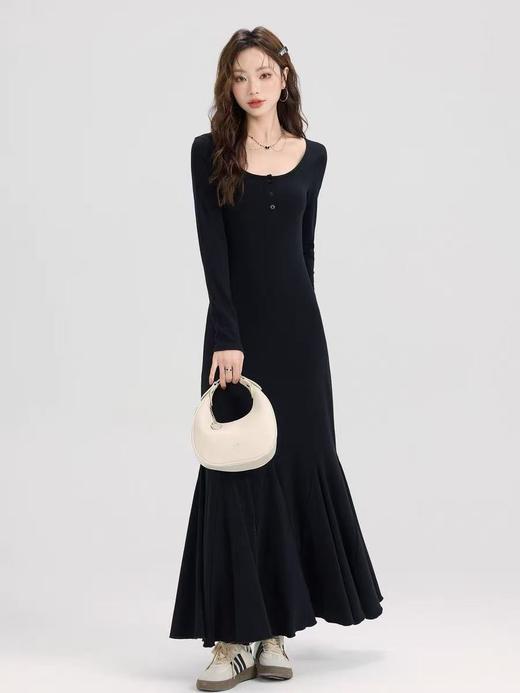 超垂感 超显瘦【自营】HHY品牌11086法式鱼尾连衣裙修身长款连衣裙-喜出 商品图0