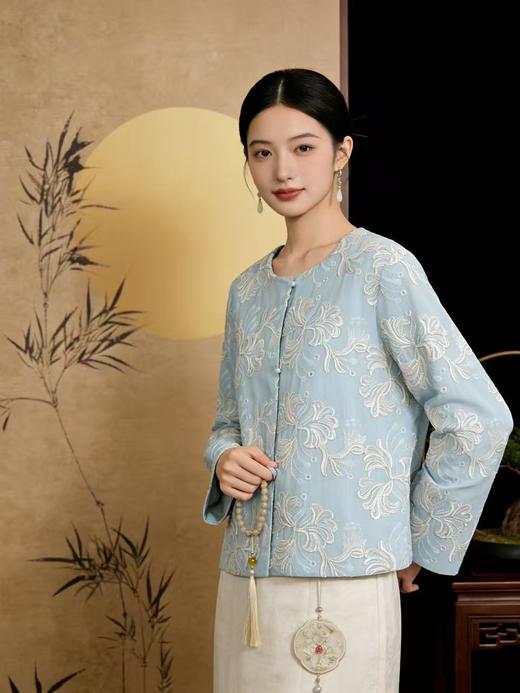 418良粉节|2026  重工亮片刺绣【自营】新中式5556清新外套上衣-喜出 商品图3