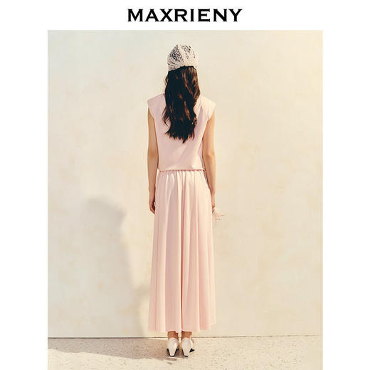 马克门店发货：MAXRIENY樱花粉温柔收腰抽褶短袖T恤女无袖修身上衣(货号:MC86TS004) 商品图3