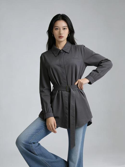 品牌高端定制款！品质很赞👍【自营】0136 80%棉➕20%天丝高品质收腰中长衬衫-喜出 商品图2