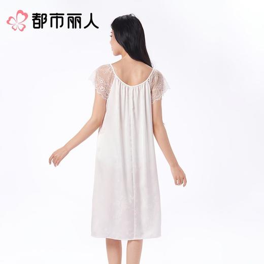 都市丽人睡衣女士睡衣薄家居服冰雪丝提花睡衣女士丝质短袖裙女装睡裙LHC6C2 商品图2
