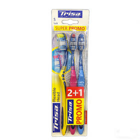 【新品限时购】Trisa灵动牙刷三支装118274  灵动超白去渍护齿