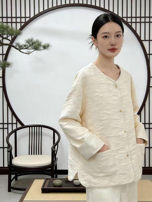 宽松新中式【自营】新中式禅意风蝴蝶提花卷边袖宽松外套-喜出 商品图2