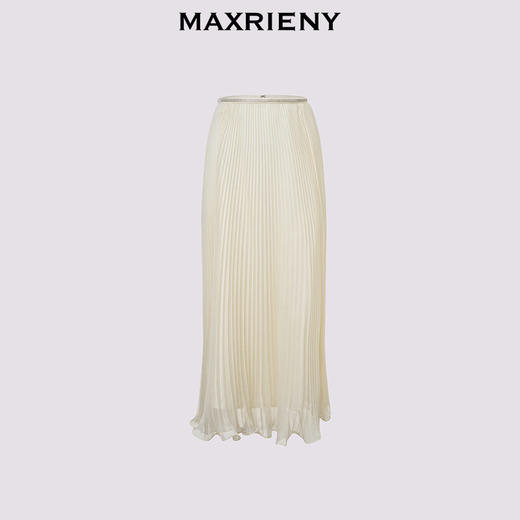 玛克门店发货：浪漫度假风收腰伞摆半身裙精致优雅感长裙A字高腰雪纺裙(货号:MS86SK009) 商品图4