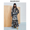 玛克门店发货：MAXRIENY压褶复古宫廷印花蕾丝雪纺衫上衣女波嬉风(货号:MC86TP037) 商品缩略图1