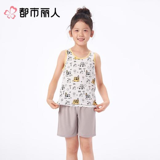 都市丽人睡衣儿童睡衣家居服针织人棉睡衣童装棉质背心短裤男童睡衣JHC2M1 商品图1
