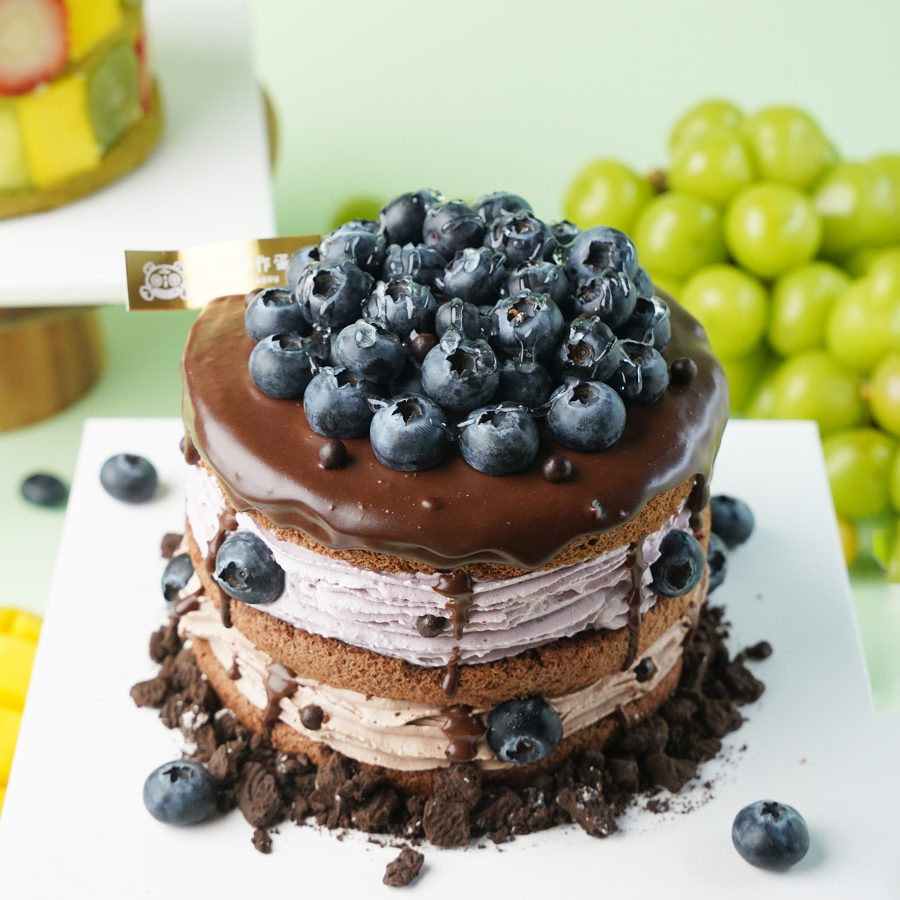 蓝莓黑巧裸蛋糕（双重奶油口味）
