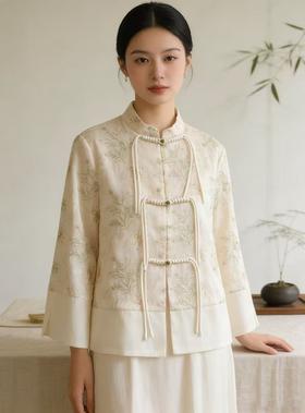 重工刺绣【自营】9927新中式盘扣圆扣宽松休闲外套-喜出