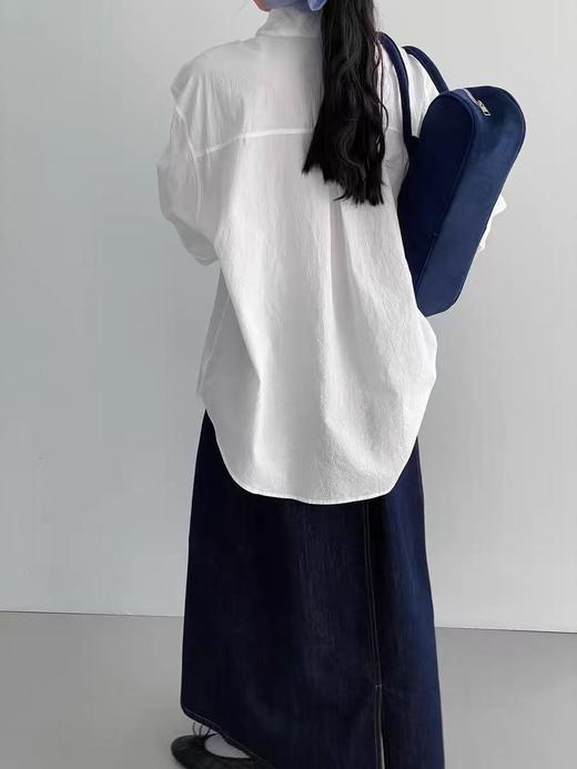 推荐！【自营】飘带～韩系高级感简约白色圆领衬衫女2026春季新款百搭衬衣-喜出 商品图5