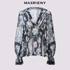 玛克门店发货：MAXRIENY压褶复古宫廷印花蕾丝雪纺衫上衣女波嬉风(货号:MC86TP037) 商品缩略图4