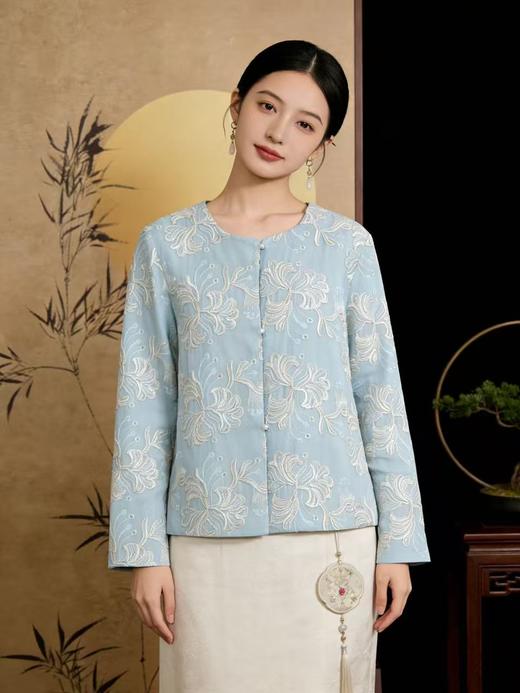 418良粉节|2026  重工亮片刺绣【自营】新中式5556清新外套上衣-喜出 商品图2