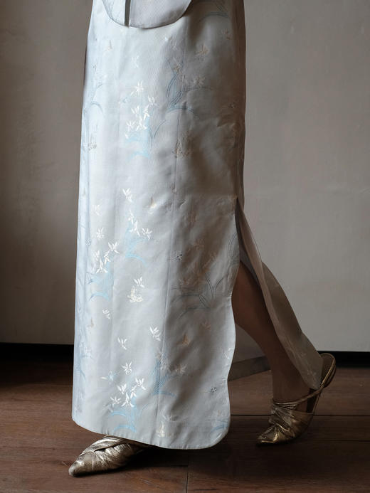 盛唐牡丹 | 兰花纹真丝异色罗半裙 商品图0