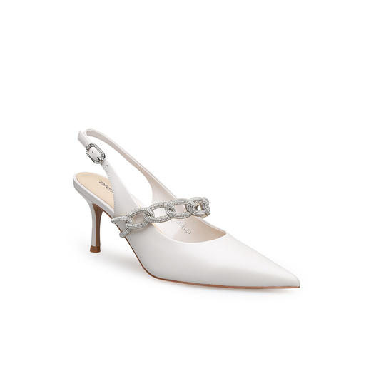 豪麟名鞋迪嘉女鞋半凉鞋羊皮革DJMPA61WB007白色 商品图0