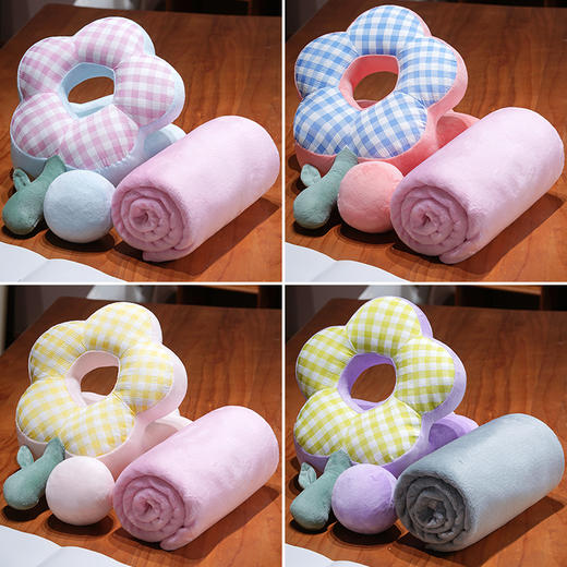 自然醒泡泡格花朵冰丝双面午睡枕QYL 商品图4