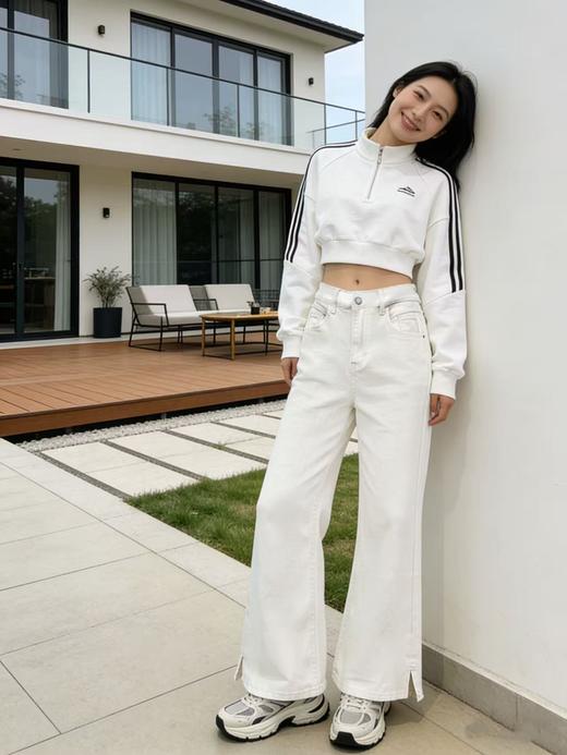 不贴腿筒喇【自营】2226韩系高级感小开叉筒喇裤高弹力无束缚牛仔裤-喜出 商品图2