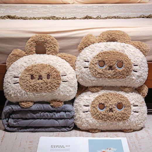 自然醒歪耳暹罗猫手提式抱枕被QYL 商品图8