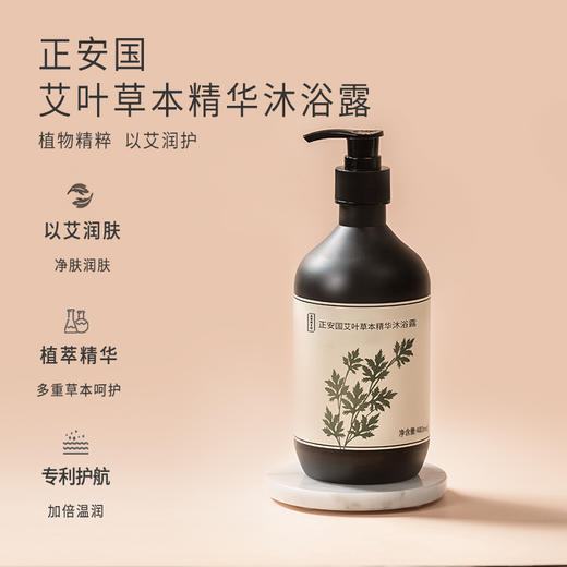 正安 艾草沐浴露 艾叶油迷迭香积雪草等 泡沫细腻 春夏护肤清洁秋冬滋润拒绝瘙痒干燥肌肤  草本精华沐浴液480ml/瓶 商品图1