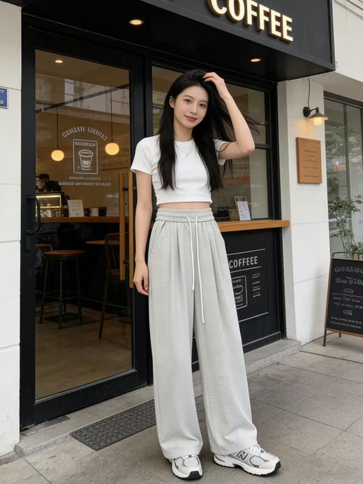 【自营】2609 韩系百搭不挑人压皱面料松紧腰休闲裤-喜出 商品图6