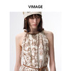 VIMAGE纬漫纪挂脖露肩显瘦度假风休闲印花无袖连衣裙2026夏季新款V2507211 商品缩略图3