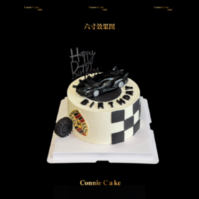 黑白格纹车标主题跑车生日蛋糕