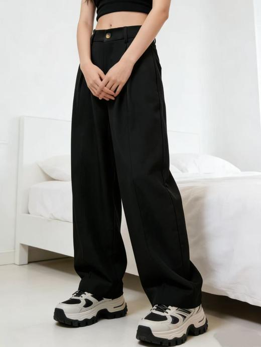 418良粉节|2026 活动爆款 西装面料【自营】 又美又飒！6607慵懒风欧货宽松气球弯刀裤休闲裤 -喜出 商品图3