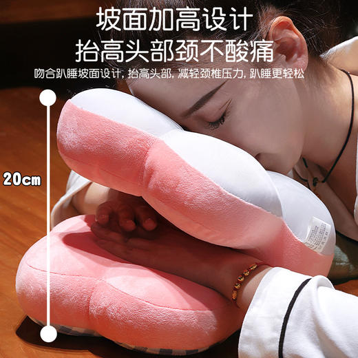 自然醒泡泡格花朵冰丝双面午睡枕QYL 商品图2