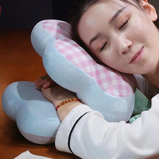 自然醒泡泡格花朵冰丝双面午睡枕QYL 商品图13