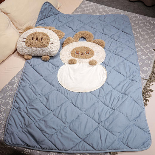 自然醒歪耳暹罗猫手提式抱枕被QYL 商品图11