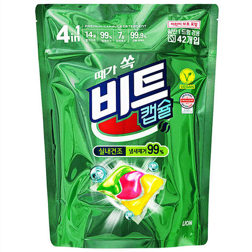 必特洗衣凝珠室内干燥绿色花卉42粒비트 캡슐세제 실내건조 그린 플로럴향 商品图0