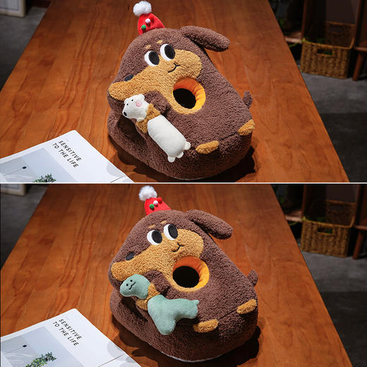 自然醒抱娃腊肠狗双面午睡枕QYL 商品图4