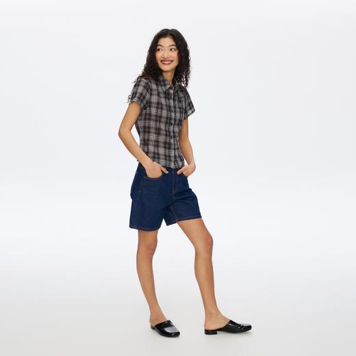 Oneup复古蓝牛仔中裤 商品图4