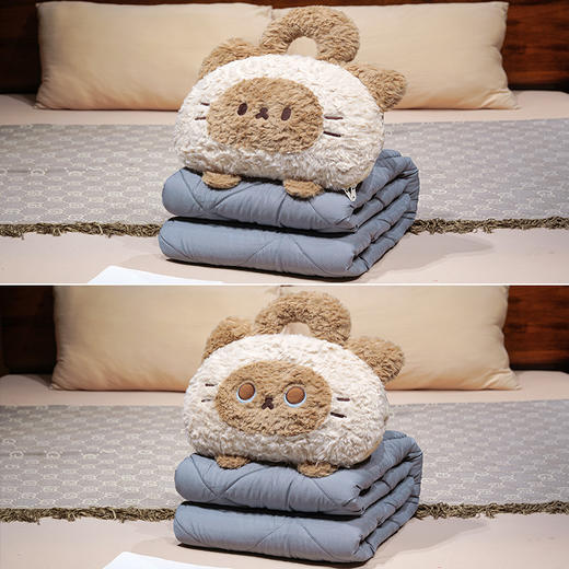 自然醒歪耳暹罗猫手提式抱枕被QYL 商品图4