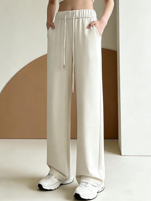 418良粉节|2026 活动爆款 面料细腻【自营】127松紧腰窄版春季百搭高密直筒休闲裤-喜出 商品图6