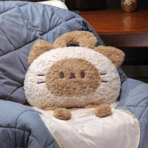 自然醒歪耳暹罗猫手提式抱枕被QYL 商品图12