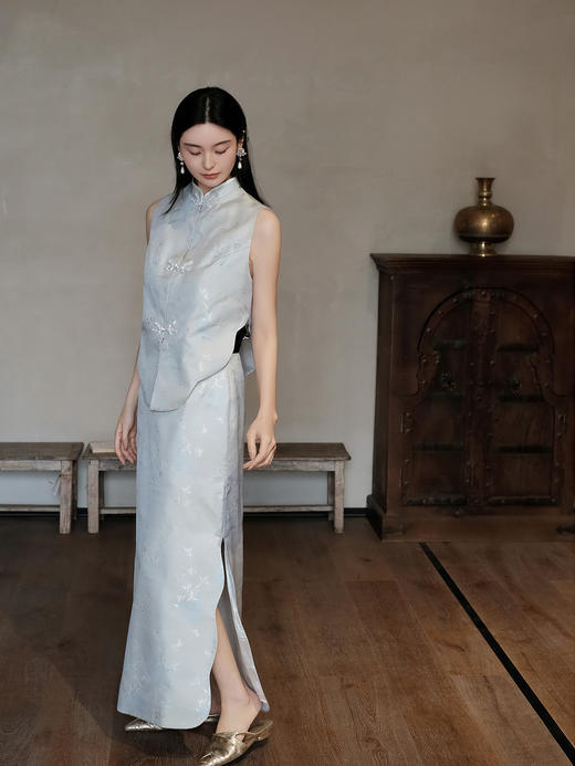 盛唐牡丹 | 兰花纹真丝异色罗半裙 商品图3