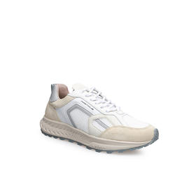 豪麟名鞋AMBITIOUS男鞋时尚休闲鞋牛皮革+织物13393T白色