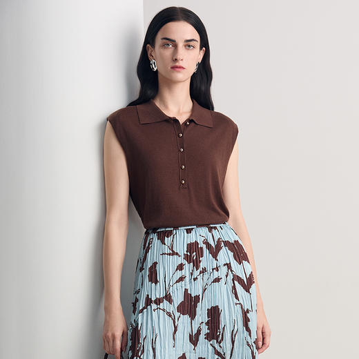 EITIE爱特爱时尚舒适修身百搭无袖针织上衣2026夏新款8601305 商品图9