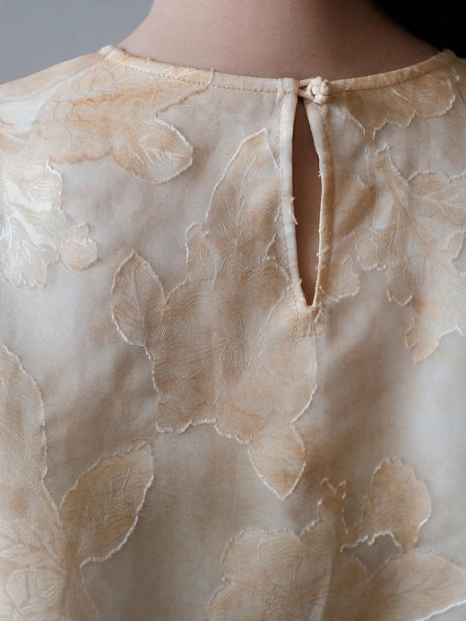 盛唐牡丹 | 浅香槟色真丝绡女上衣 商品图5