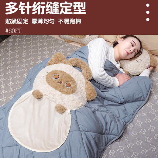 自然醒歪耳暹罗猫手提式抱枕被QYL 商品图2